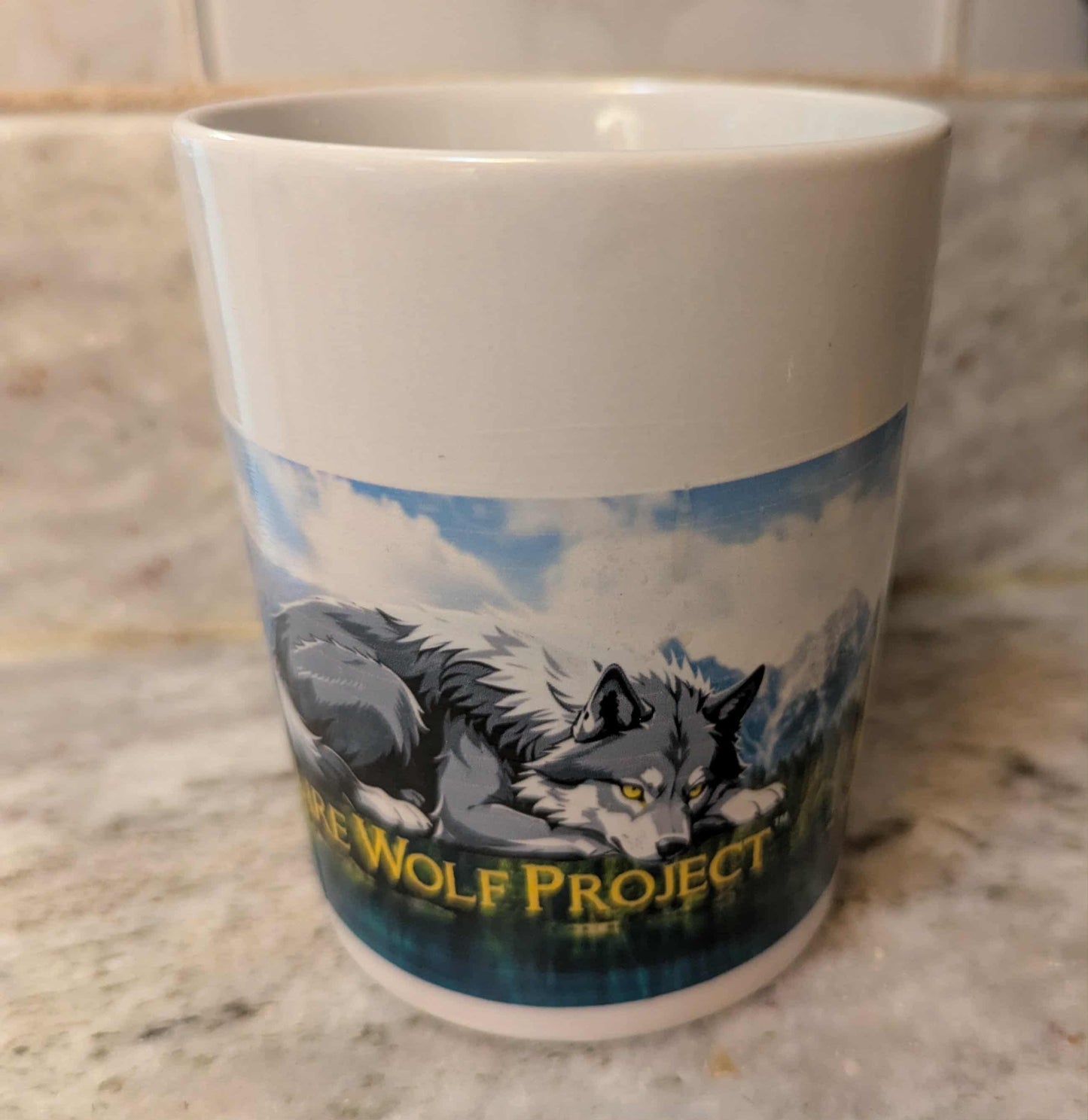 Dire Wolf Project™ 14 oz. Mug - Resting Dire Wolf in Serene Forest - Collector's Edition Misprint Mug
