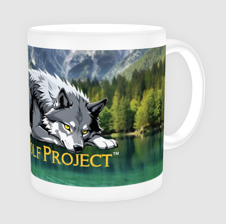 Dire Wolf Project™ 14 oz. Mug - Resting Dire Wolf in Serene Forest