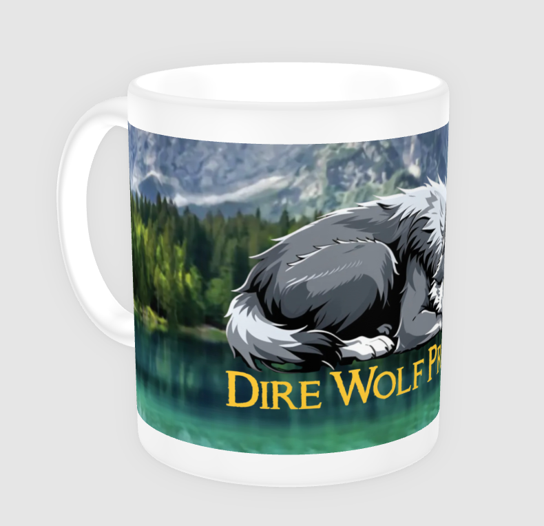Dire Wolf Project™ 14 oz. Mug - Resting Dire Wolf in Serene Forest
