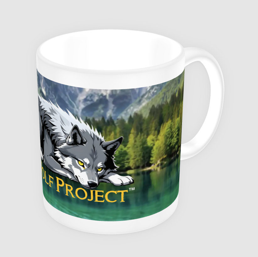 Dire Wolf Project™ 14 oz. Mug - Resting Dire Wolf in Serene Forest