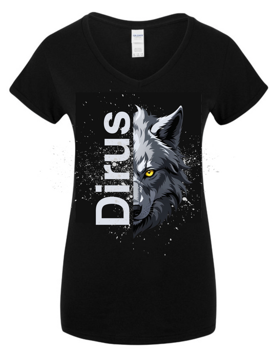 Women's Black V-Neck T-Shirt - DIRUS