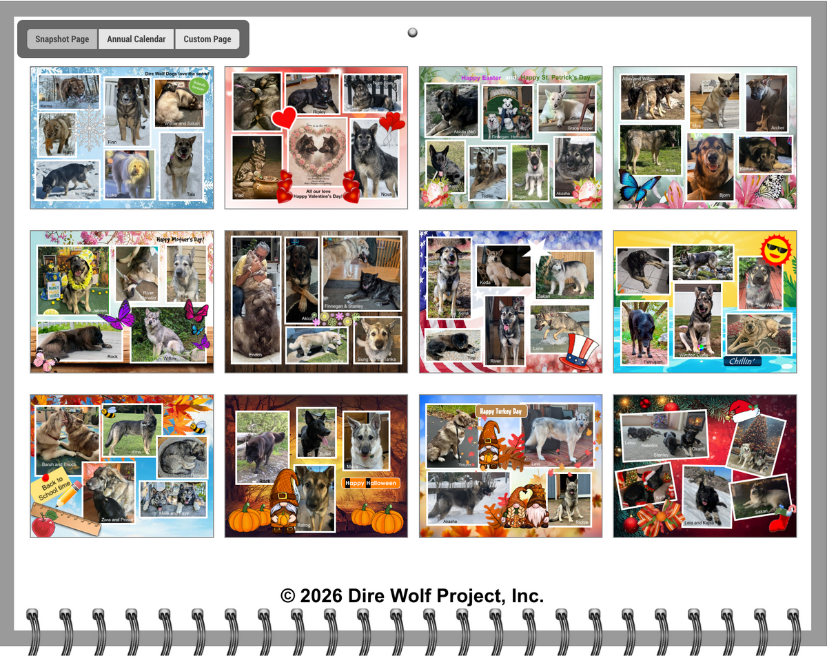 2027 Dire Wolf Project™ Calendar