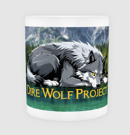 Dire Wolf Project™ 14 oz. Mug - Resting Dire Wolf in Serene Forest
