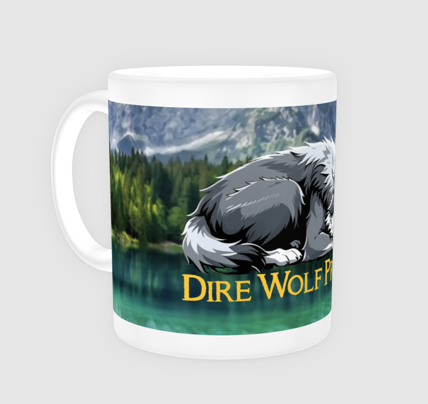 Dire Wolf Project™ 14 oz. Mug - Resting Dire Wolf in Serene Forest